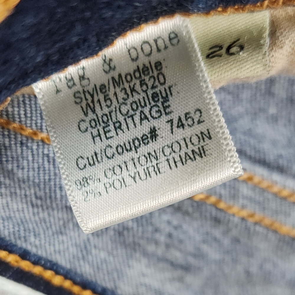Rag & Bone High Rise Dark Wash Skinny Jeans Stretch Denim Size 26x30 - Picture 6 of 10